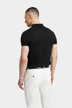 Czarna gładka koszulka polo męska dopasowany krój rozmiar XXXL