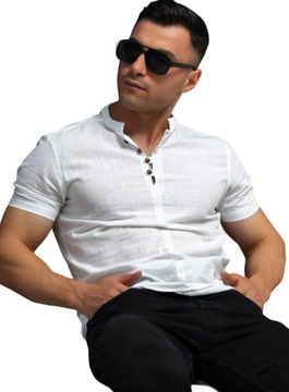 KOSZULA MĘSKA BAWEŁNIANA STÓJKA CASUAL - XXL