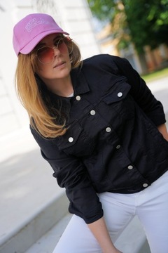 ЧЕРНАЯ ДЖИНСОВАЯ КУРТКА JULA PLUS РАЗМЕР M НА ПУГОВИЦАХ