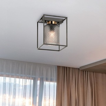 LAMPA SUFITOWA SZKLANA CZARNA SZARA PLAFON BLACK GREY METAL