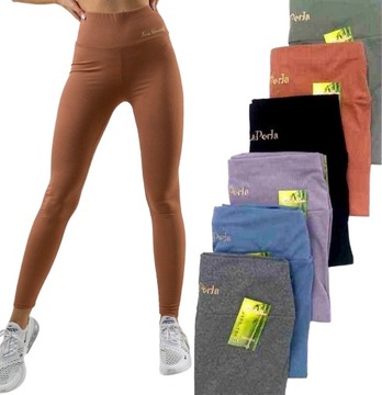 LEGGINSY DAMSKIE PRĄŻEK PRĄŻKOWANE WYGODNE L/XL
