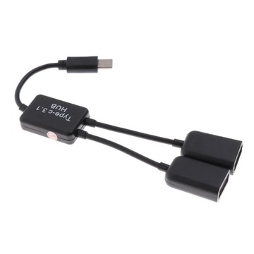 Разъем адаптера концентратора OTG от USB 3.1 Type C до Dual USB A 2.0 OTG