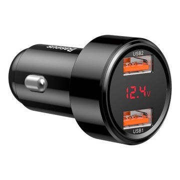 BASEUS LED Ładowarka Samochodowa 2x USB QC 4+ 45W