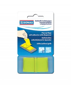 Zakładki PP 25x45mm 1x50 kart żółte samoprzylepne
