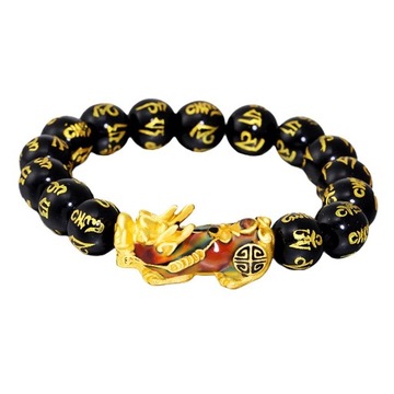 Chinese Feng Shui Good Luck Bracelets for Men Women Obsidian Bead w/ Black