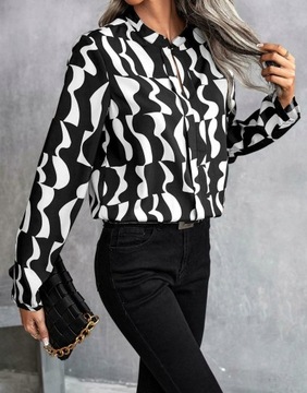 SHEIN BLUZKA KOSZULA ELEGANCKA BIAŁO CZARNA Shein