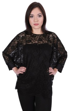 Czarna, koronkowa narzutka oversize JOHN ZACK