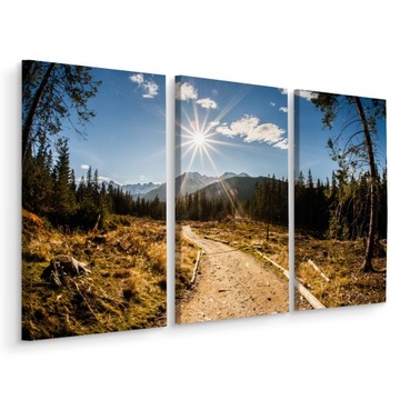Obraz TRYPTYK Góry Tatry Słońce Niebo 3D 60x40