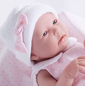 Hiszpańska lalka dzidziuś, Nina, dziewczynka, cała winylowa - 43cm