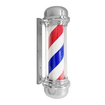 SŁUPEK BARBERSKI ZNAK REKLAMA BARBER POLE LAMPA LED SREBRNY