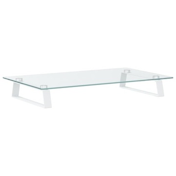 vidaXL Podstawka pod monitor, biała, 60x35x8 cm, szkło i metal