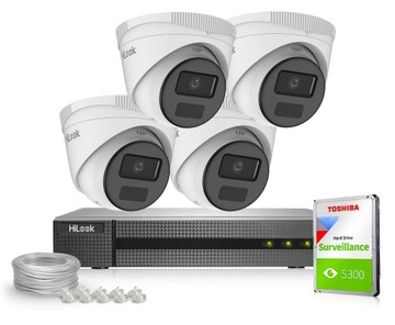 Zestaw do Monitoringu 4x IPCAM-T2-P Full HD, PoE IR 20m HiLook by Hikvision