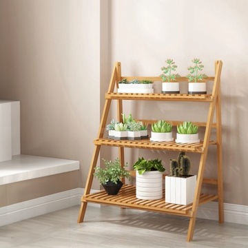 ПОДСТАВКА ДЛЯ ЦВЕТОВ ДЕРЕВЯННАЯ БАМБУКОВАЯ ПОЛКА ДЛЯ ЦВЕТОВ LOFT ПРОМЫШЛЕННАЯ ПОДСТАВКА