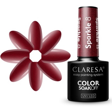 CLARESA lakier hybrydowy 5ml Sparkle 8 CZERWONY
