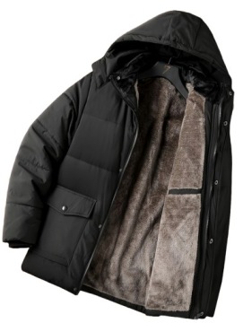 CIEPŁA KURTKA ZIMOWA MĘSKA PUCHOWA PIKOWANA Z KAPTUREM