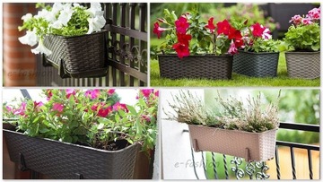 БАЛКОННЫЙ ЯЩИК, ЦВЕТОЧНЫЙ ГОРШОК, узор из ротанга, 60см АНТРАЦИТОВЫЙ