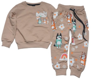 TRAND piękny komplet dres 122-128 7-8joggersy bluza świetna bawełna pieski