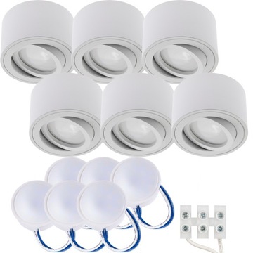 6x Oprawa Natynkowa HALOGENOWA TUBA LED + LED 5W