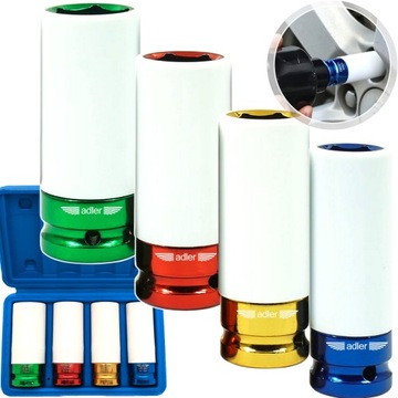 NASADKI UDAROWE FELG ALUMINIOWYCH KÓŁ ZESTAW NASADEK UDAROWYCH 1/2 17-22mm