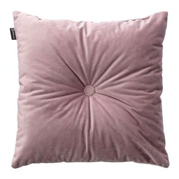 Квадратная подушка Decoria Velvet с розовой пуговицей