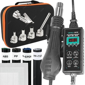 MOBILNA SPAWARKA DO PLASTIKU 700W + ZESTAW SPOIW 6X DYSZA 3X SIATKA ETUI