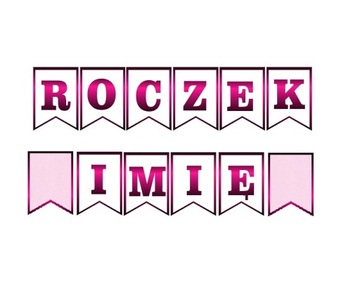 BANER girlanda 1 urodziny na ROCZEK + IMIĘ róż