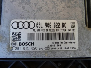 AUDI TT 8J 2.0 TDI CBBB 170KM JEDNOTKA ŘÍZENÍ MOTORU BOSCH 03L906022RC