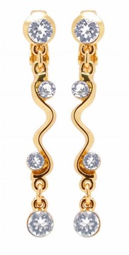 Długie klipsy złote z kryształami Swarovski trendy