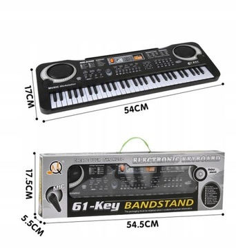КЛАВИАТУРА ФОРТЕПИАНО ОРГАН 61 ДЛЯ ДЕТЕЙ + МИКРОФОН