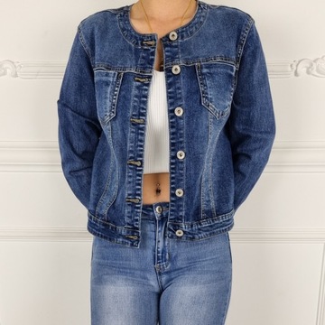 # CHANELKA KURTKA JEANSOWA Katana Damska Plus Size - Blue #