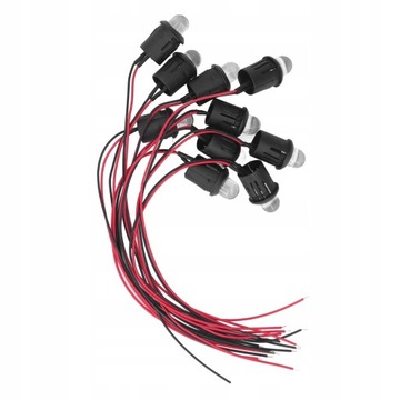 DIODY LED 12V PRZEWÓD 10mm 10SZT 20cm PRZEWÓD