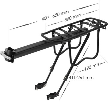 ЗАДНЕЕ БАГАЖНИК ДЛЯ ВЕЛОСИПЕДА ЗАДНИЙ АЛЮМИНИЕВЫЙ УНИВЕРСАЛЬНЫЙ DURABLE 50 КГ