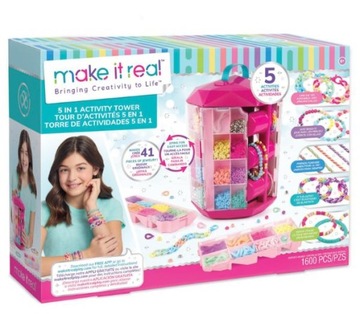 MAKE IT REAL 5w1 Activity Tower Pojemnik z Koralikami zabawka kreatywna