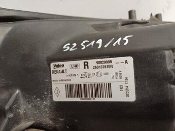 DACIA LOGAN SANDERO II 2 SVĚTLO PRAVÁ PŘEDNÍ SKLO 260107615R