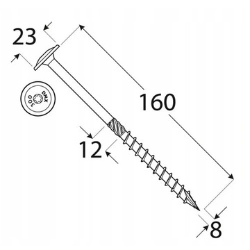 ВИНТ СТОЛЯРНЫЕ ПО ДЕРЕВО 8Х160 50 ШТ TA