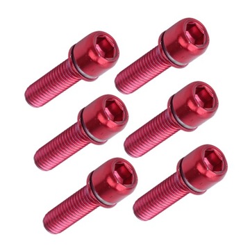 6SZT CZĘŚCI KIEROWNICY NA ROWEROWY STALOWA ŚRUBA M5X18MM CZERWONY