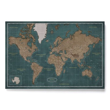 Mapa Korkowa Świata w języku Angielskim Zielona 70x50cm