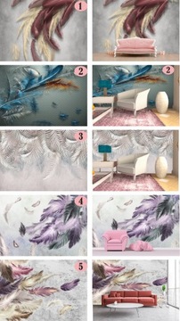 ФОТО ОБОИ ПЕРО ЦВЕТ ПАЛЬМОВЫЕ ЛИСТЬЯ ГРАФИКА