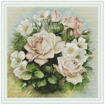 Róża kwiaty DIY Handmade robótki liczone 14CT