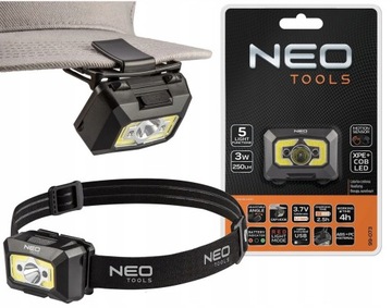 Latarka czołowa czołówka akumulatorowa USB 250lm COB LED NEO