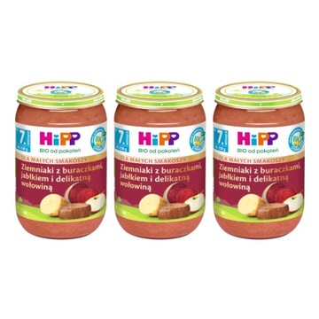 HiPP BIO Ziem. z buracz. jabł. i del.wołow.3x220g