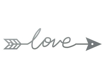 Dekoracja ścienna metalowa Love strzała 40 cm srebrny