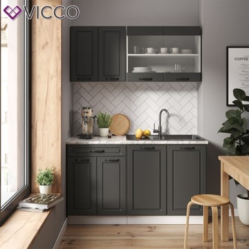 MEBLE KUCHENNE 140CM ANTRACYT/BIEL VICCO