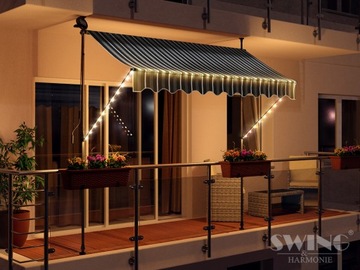MARKIZA ZACISKOWA BALKONOWA TARASOWA LED 200cm ANTRACYT/CREME