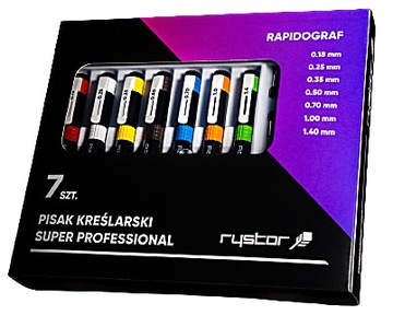 НАБОР ДЛЯ ЧЕРТЕЖЕЙ РАПИДОГРАФИЯ RYSTOR 7 шт + СУМКА.