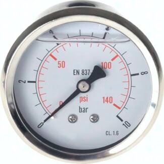 Manometr glicerynowy osiowy D63, 0 - 1,6 bar