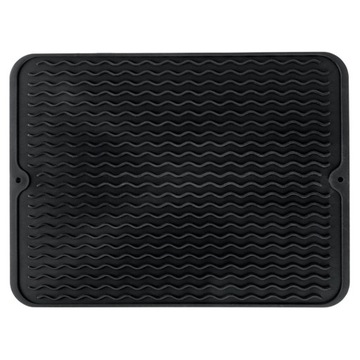 Силиконовый коврик для сушки посуды, черный, 40x30 см / Vilde