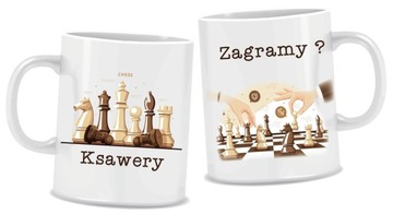 Kubek fana SZACHÓW SZACHY + dowolne imię + kartonik