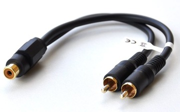Rozgałeźnik RCA (cinch) gn/2xwt.RCA na kablu GOLD