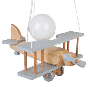 Lampa wisząca SAMOLOT MAŁY szaro naturalny drewno